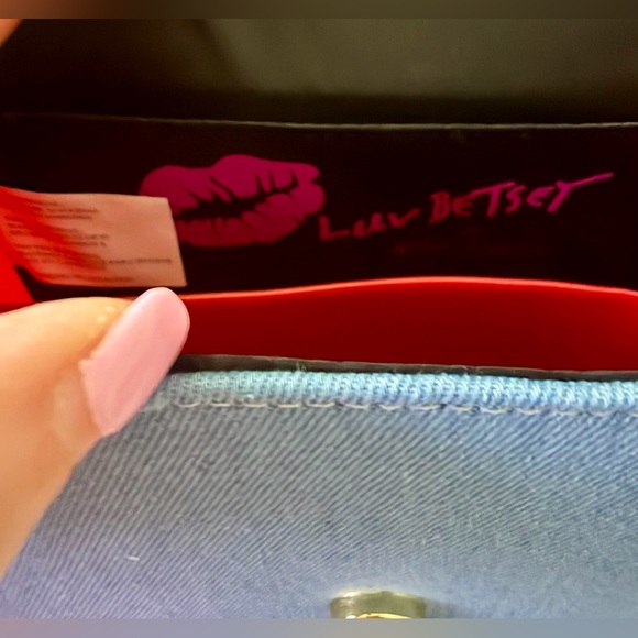 Luv Betsey by Betsey Johnson Denim Cherry Bow Crossbody / Handbag NWT - Picture 10 of 12